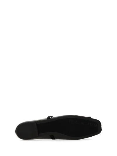 Ferragamo Lambskin Flats With Gold-tone Buckle Detail In White