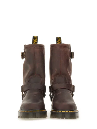 Dr. Martens Anistone Hi Burnished Waxy Pull Up Wp Woman Ankle Boots Dark Brown Size 7 Leather