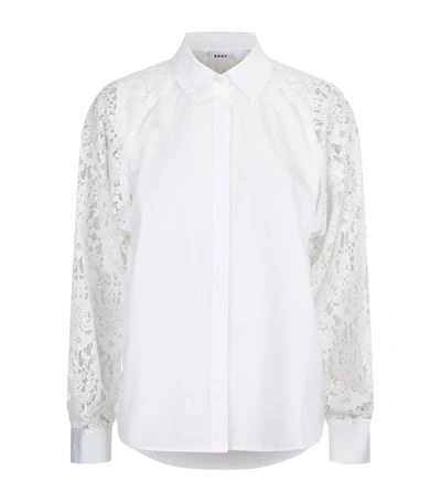 Shop Dkny Lace Sleeve White Shirt