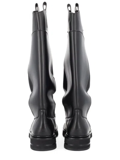 Attico Passeggiata Black Boots With Heel-tab And Rubber Sole In Leather Woman