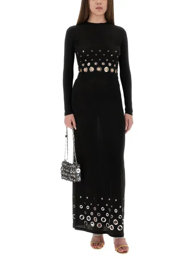 Rabanne Embellished Solid Jersey Second Skin Top In Black