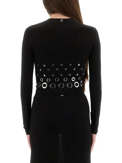 Rabanne Embellished Solid Jersey Second Skin Top In Black