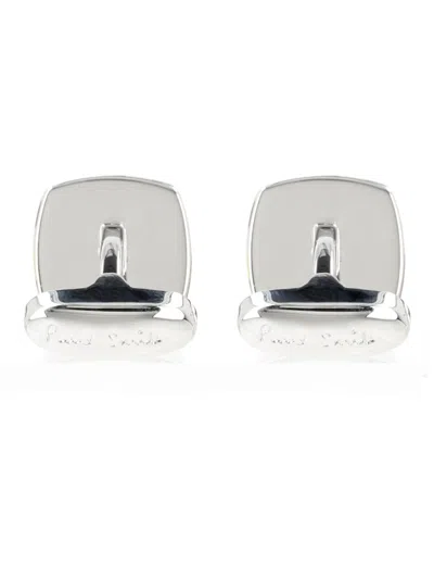 Paul Smith Striped-pattern Cufflinks In Silver