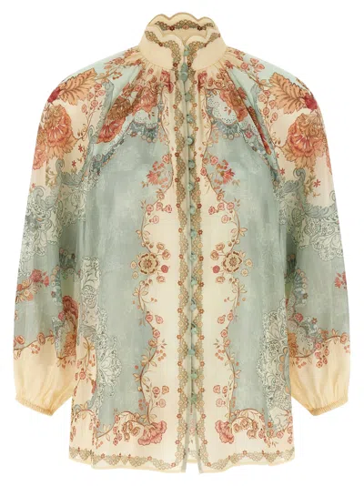 Zimmermann Womens Wallpaper Floral Mint Daylight Balloon-sleeves Woven Blouse Xs In Multi