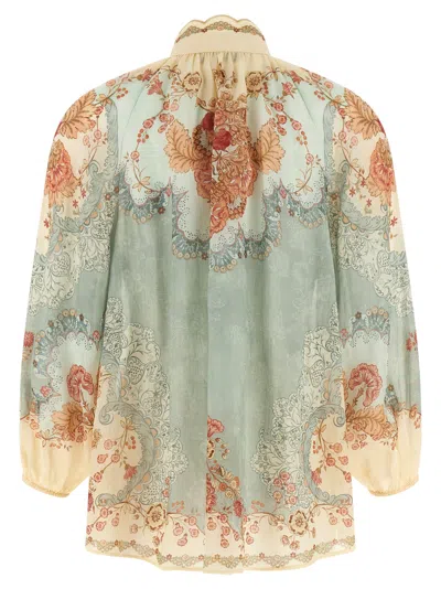 Zimmermann Womens Wallpaper Floral Mint Daylight Balloon-sleeves Woven Blouse Xs In Multi