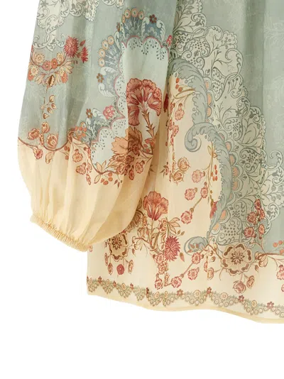 Zimmermann Womens Wallpaper Floral Mint Daylight Balloon-sleeves Woven Blouse Xs In Multi