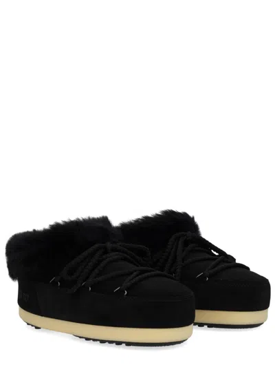Moon Boot Leather "evx" Mules In Black