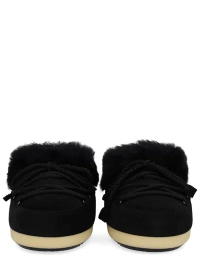 Moon Boot Leather "evx" Mules In Black