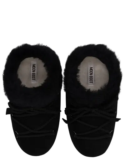 Moon Boot Leather "evx" Mules In Black