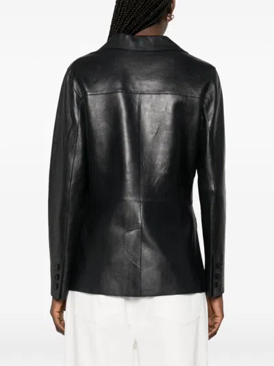 P.a.r.o.s.h Maciock Button-front Leather Jacket In Black