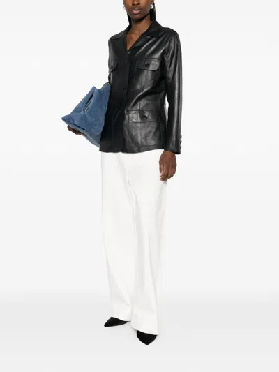 P.a.r.o.s.h Maciock Button-front Leather Jacket In Black