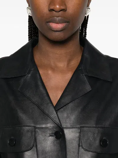 P.a.r.o.s.h Maciock Button-front Leather Jacket In Black