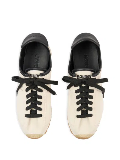 Jacquemus Les Tennis Leather-trimmed Canvas Sneakers In Neutral