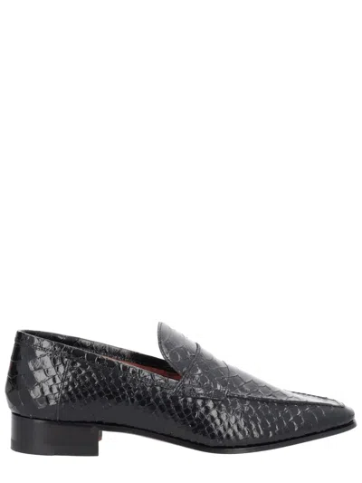 Paris Texas Loafers In Black Printed Python Leather In Blue
