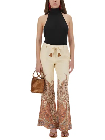Zimmermann Rhiannon Flare Pant Cream Paisley In Neutral