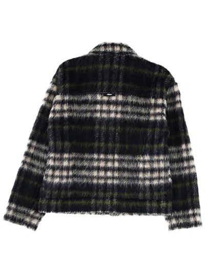 Msgm Check-pattern Zip-up Jacket In Black