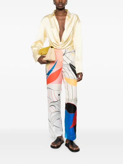 F.r.s . Printed Silk Trousers In Multi