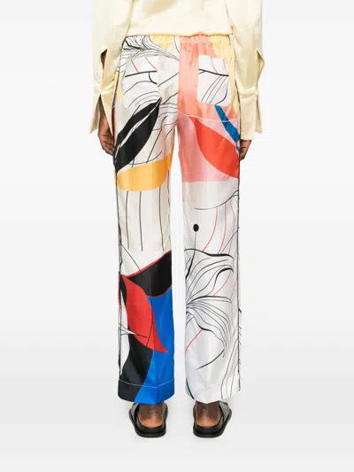 F.r.s . Printed Silk Trousers In Multi