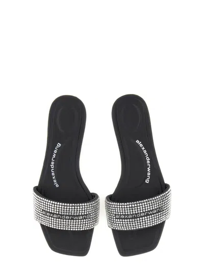 Alexander Wang Embellished Hotfix Vy Sandals In Black