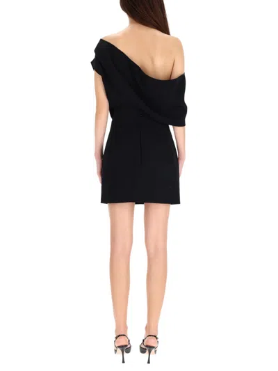 Jacquemus Asymmetrical One-shoulder Bodycon Mini Dress With Ruched Sleeve In Black
