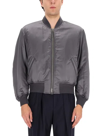 Tom Ford Silk Bomber Jacket In Gray
