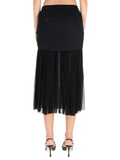 Dolce & Gabbana Women Black Skirt With Pleated Design And Drawstring Waist In Silk Blend Stretch Wom