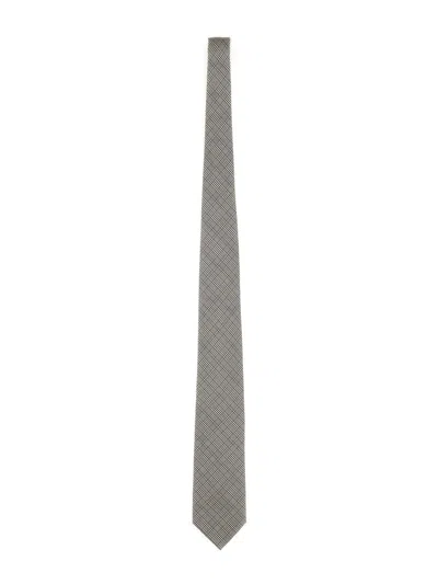 Tom Ford Checkered Pointed Tip Tie In Gray