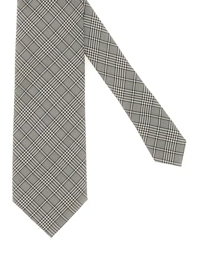 Tom Ford Checkered Pointed Tip Tie In Gray
