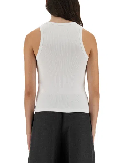 Givenchy White Sleeveless Top With Logo Lettering On The Front In Cotton Stretch Woman In White