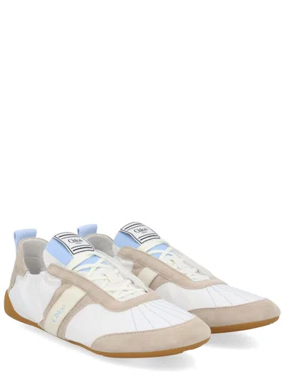 Chloé White Calf Leather Bos Taurus Athletic Sneakers In Multi