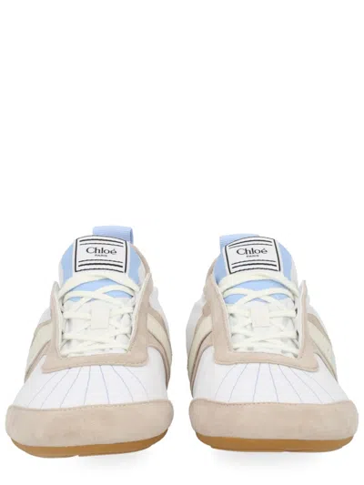 Chloé White Calf Leather Bos Taurus Athletic Sneakers In Multi