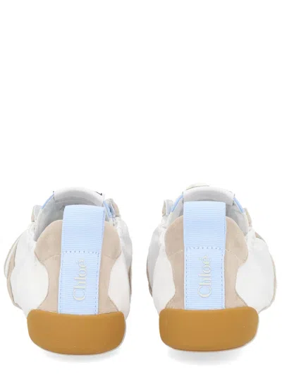 Chloé White Calf Leather Bos Taurus Athletic Sneakers In Multi