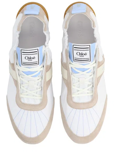 Chloé White Calf Leather Bos Taurus Athletic Sneakers In Multi