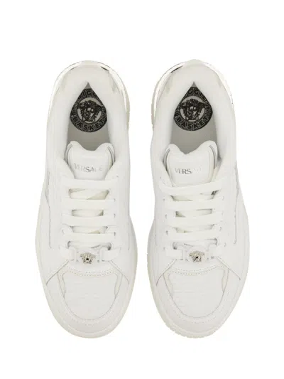 Versace Sneakers With Embossed Logo In White