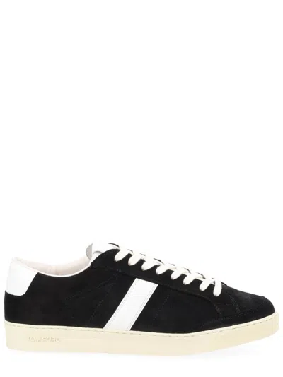 Tom Ford Blake Leather-trimmed Suede Sneakers In Black