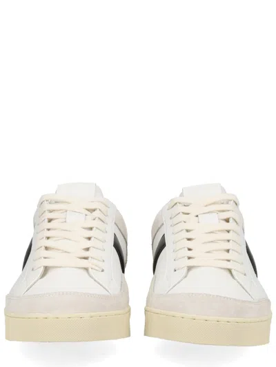 Tom Ford Panelled Suede And Grained Leather Sneakers In White