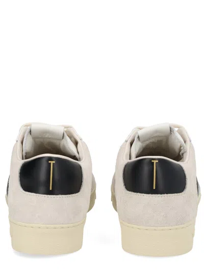 Tom Ford Panelled Suede And Grained Leather Sneakers In White