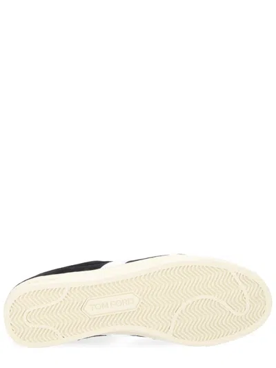 Tom Ford Blake Leather-trimmed Suede Sneakers In Black