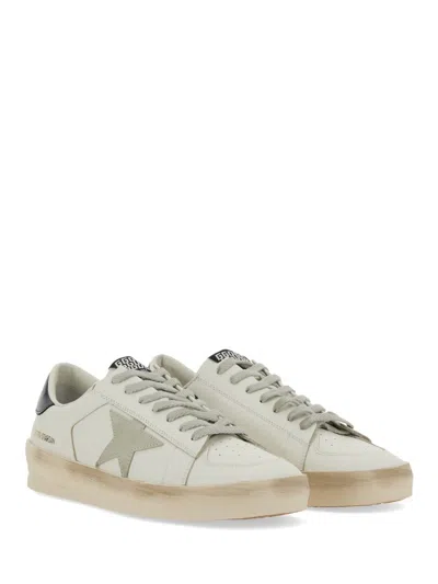 Golden Goose Mens Standard In White Leather With Grey Suede Star And Blue Leather Heel In Neutral