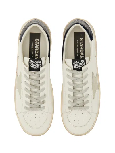 Golden Goose Mens Standard In White Leather With Grey Suede Star And Blue Leather Heel In Neutral
