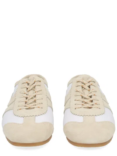 Dries Van Noten White Nappa Leather Sneakers With Suede Details
