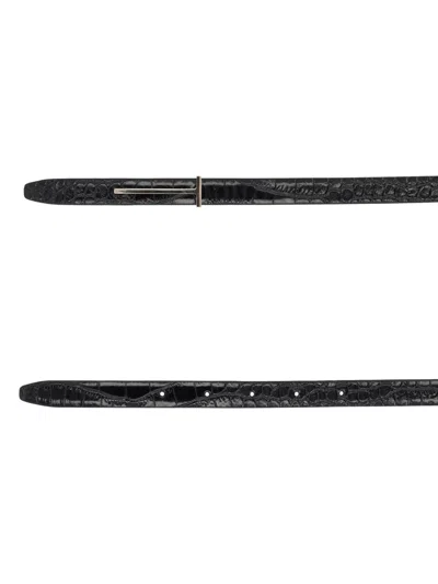 Tom Ford Slim T Leather Belt In Black