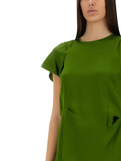 Victoria Beckham Draped Pleated Detail Top In Algae In Multi