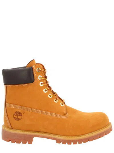 Timberland Laced Ankle Boot With Logo In Orange