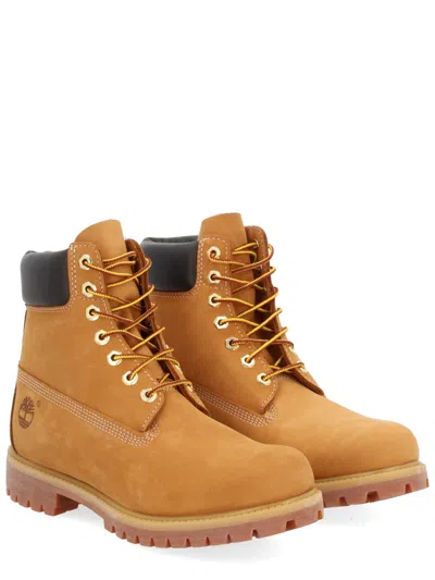 Timberland Laced Ankle Boot With Logo In Orange