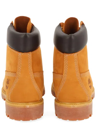 Timberland Laced Ankle Boot With Logo In Orange