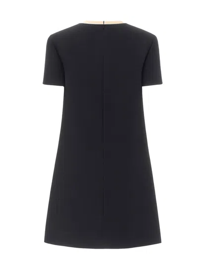 Valentino Silk And Wool Blend Short Sleeve Dress In Black