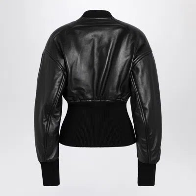 Alaïa Womens Noir Alaia Cinched Leather Bomber Jacket In Black