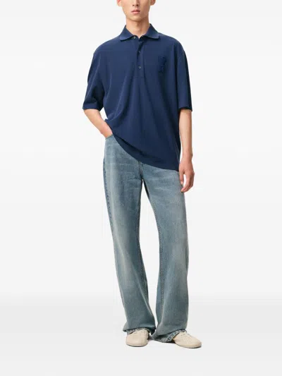 Ami Alexandre Mattiussi Blue Polo Shirt With Adc Patch Logo In Cotton Uomo In Multi