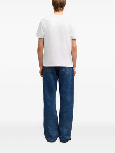 Ami Alexandre Mattiussi De Caur Embroidered Organic Cotton-jersey T-shirt In White